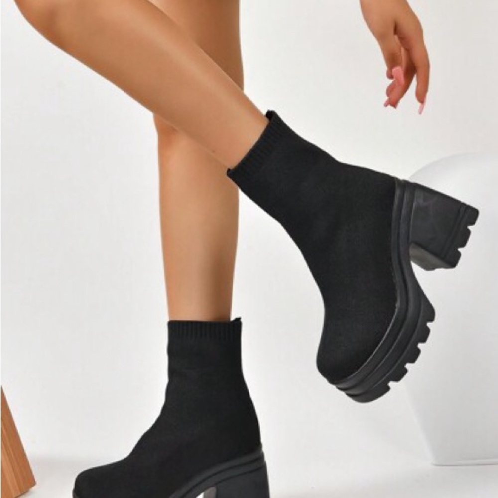 Black Chunky Platform Ankle Boots